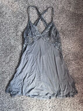 Women's Lace-Trim Chemise Nightdress - Gray